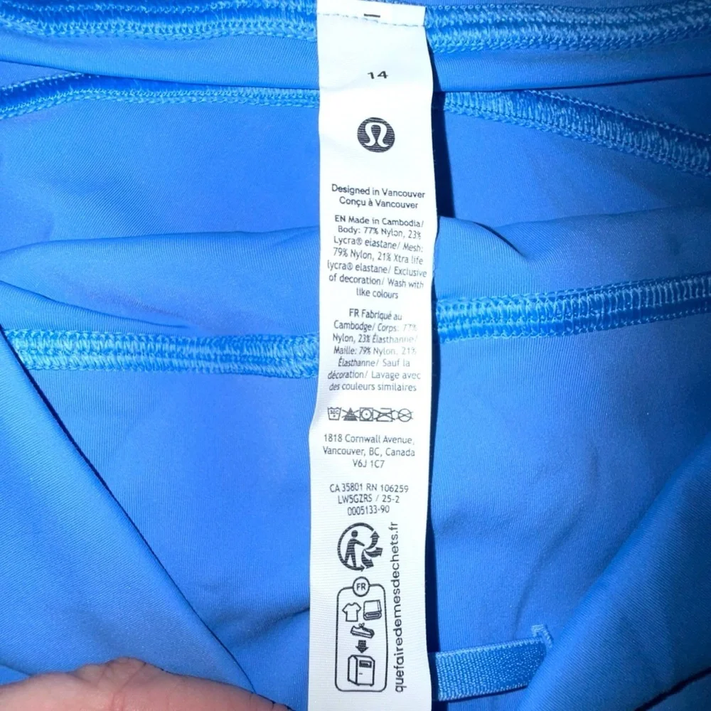 NWT LULULEMON Wunder Train Mesh Panel High-Rise Leggings 25” - Pool Blue 14